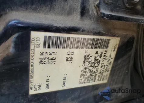 2010 Nissan Altima Base z USA, uszkodzony, nr VIN 1N4AL2AP1AN551910